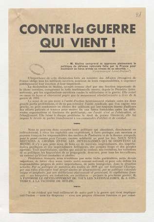 arch nat num 19940500 190, dossier n° 3271, folio 21 "Contre la guerre qui vient!". revol prl 1935