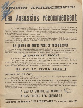 arch nat num f7 13172 dossier 1 pice 46 juin 1925 tract union anar contre guerre