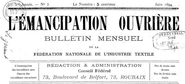 L'Émancipation_ouvrière___bulletin_mensuel_[...]Fédération_nationale textile an01 n01